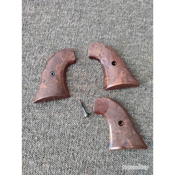 3 plaquettes en ABS imitation ronce de noyer pour r�volver RECK type Colt peacemaker SAA 1873
