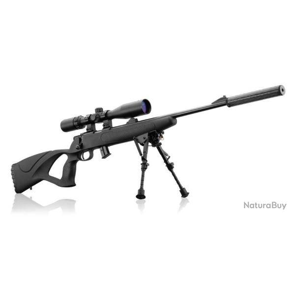 PACK SNIPER CARABINE BO MANUFACTURE CAL 22LR + LUNETTE RTI 2.5-10x42 LASER + FOURREAU+SILENCIEUX
