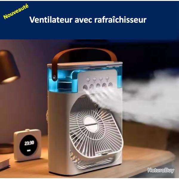 Ventilateur climatiseur 3 en 1 Mini refroidisseur d'air LED veilleuse Portable humidificateur