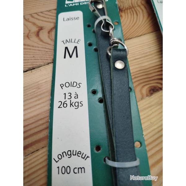 laisse pour chiens cuir vert