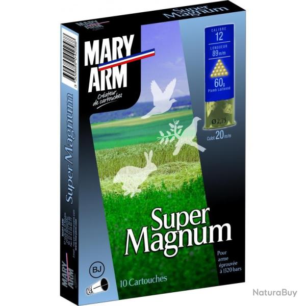 Cartouches MARY ARM SUPER MAGNUM - Cal:12/89 - 60gr - N�4 - X10