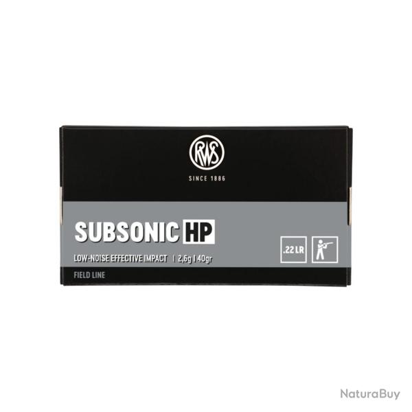 BOITE DE .22LR SUBSONIC HP 2.6G 40GR X50 - RWS NEUF U UNIQUE