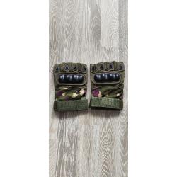 Enchere  Gants tactiques coqu&eacute;s type mitaines Camouflage Kaki Taille L