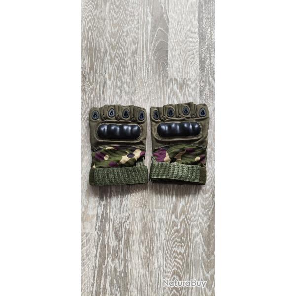 Enchere  Gants tactiques coqu�s type mitaines Camouflage Kaki Taille L