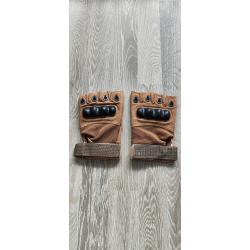 Enchere  Gants tactiques coqu&eacute;s type mitaines Marron  Tan Taille L