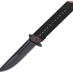 Couteau ElitEdge A/O Lame Acier Inoxydable Manche Inox Noir, Insert G10 Noir Linerlock EE10A131BKRC
