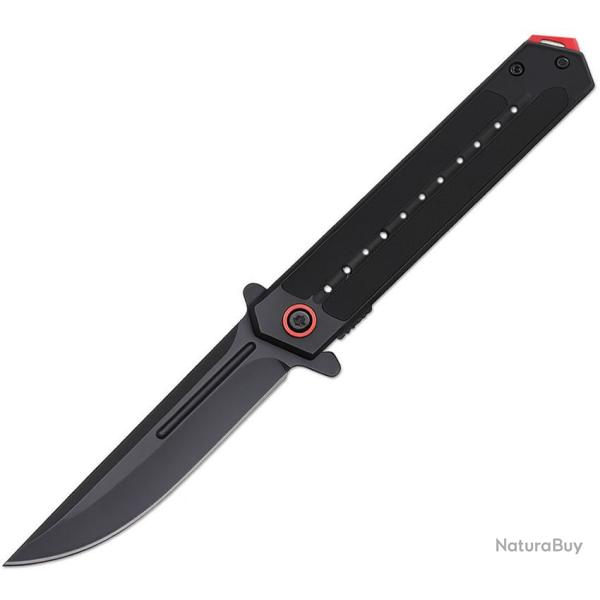 Couteau ElitEdge A/O Lame Acier Inoxydable Manche Inox Noir, Insert G10 Noir Linerlock EE10A131BKRC
