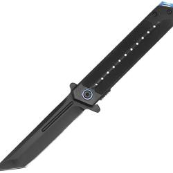 Couteau ElitEdge A/O Lame Acier Inoxydable Manche Inox Noir, Insert G10 Noir Linerlock EE10A131BBLT