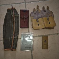 Equipement soldat france, cuir fauve.