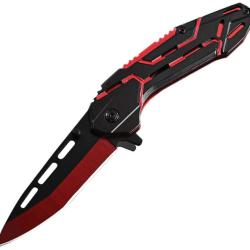 Couteau ElitEdge A/O Lame Acier Inoxydable Manche Aluminium Noir/Rouge Linerlock EE10A129RD