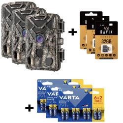 Pack pi&egrave;ge photographique Ravik RAV100 lot de 3 + carte m&eacute;moire 32GB et 8 piles