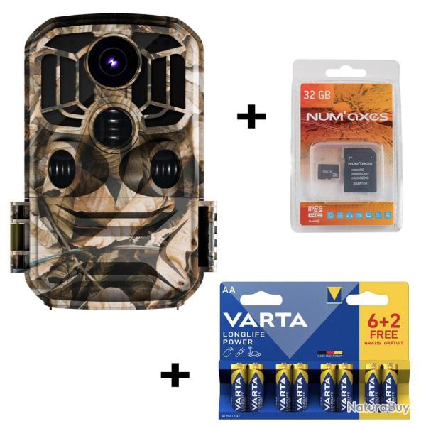 Pack pi�ge photographique Ravik RAV200 + Carte m�moire 32GB et 8 piles