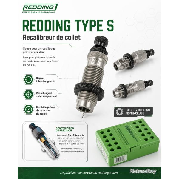 6.5mm Grendel - Recalibreur de collet Type S � bushing Redding - outil seul