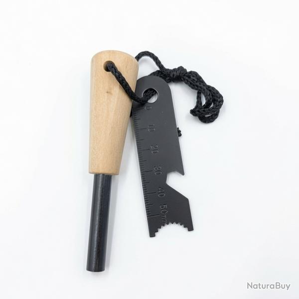 Allume-Feu 10cm Magn�sium Manche Bois Pierre � Feu Survival Outdoor Bushcraft Camping