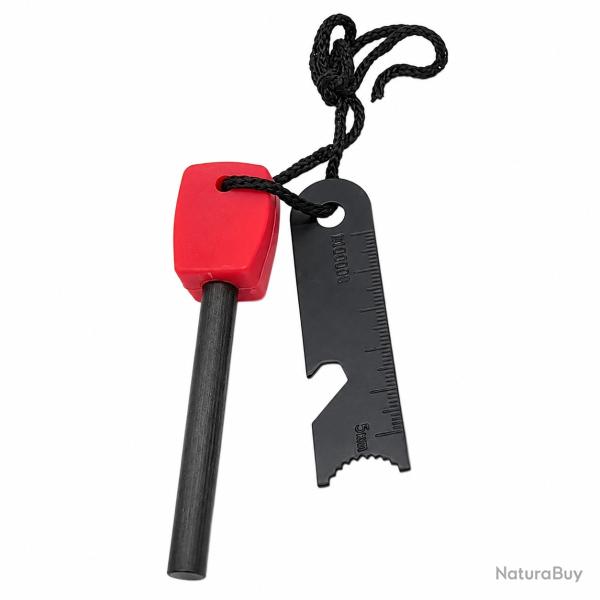Allume-Feu de Survie Magn�sium Rouge 95 mm