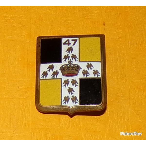 47� R�giment d'Infanterie, �mail, 14 al�rions ,  �cu �cartel� noir et jaune, � une croix blanche cha