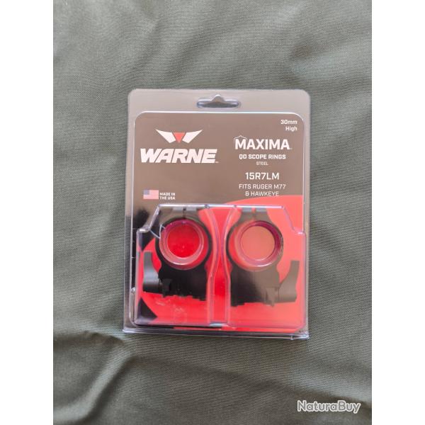Colliers Warne Maxima QD 30 mm Haut - Ruger M77 / Hawkeye - Neufs