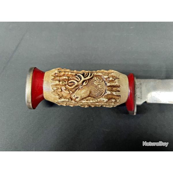 ANCIEN POIGNARD DE CHASSE GERMANIQUE, DECORA SOLINGEN, DBGM, SANS FOURREAU