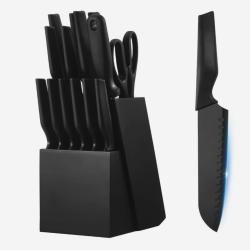 Ensemble Couteaux Cuisine avec Bloc, 15 Pi&egrave;ces, Lame en Acier Inox...ENCHERE 1 EURO