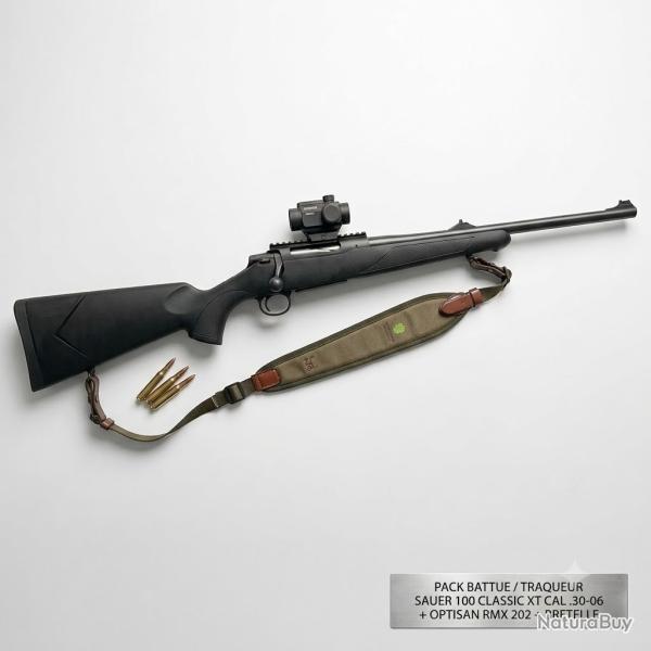 Pack battue carabine Sauer 100 Classic XT cal.30-06 Filet�e + Point Rouge Optisan RMX 202 + Bretelle