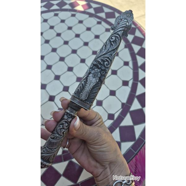 Couteau gaucho Argentin, Papasidero avec lame Tandil en argent de 800 milli�me