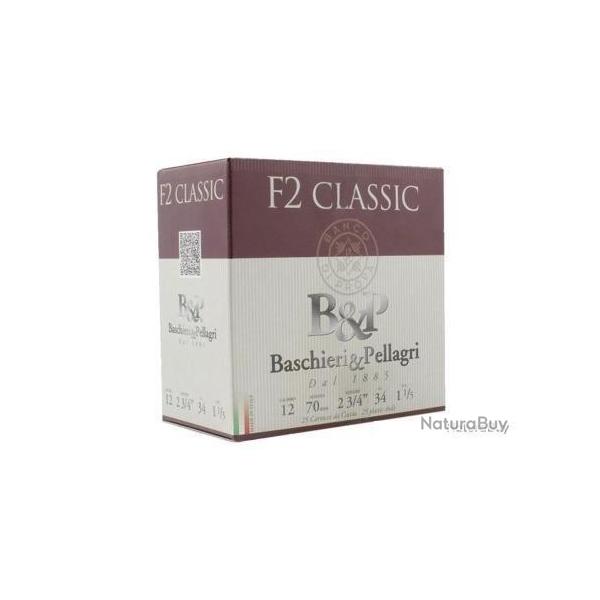 Cartouches Baschieri & Pellagri F2 classic calibre 12/70 34g n�7 bourre jupe x25