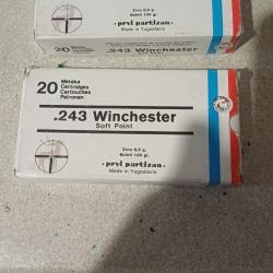 1 boite plus 6 cartouches 243 winchester partizan