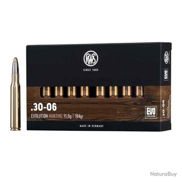 Munitions RWS .30-06 Sprg EVO 11,9 g - 184 gr - Boite de 20 - RWS 30 06 Evo 11.9g