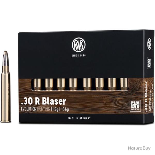 Munitions RWS .30 R Blaser EVO 11,9 g - 184 gr - Boite de 20 - RWS 30 R Blaser EVO 11.9g