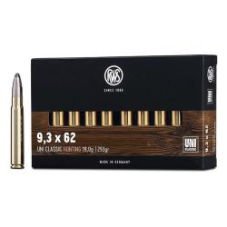 RWS 9.3x62 UNI Classic 19g 293GR (Boite de 20) - RWS 9.3.62 UNI 19g