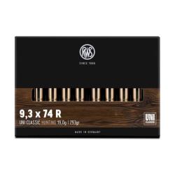 RWS 9.3x74 R Uni Classic 19g 293 GR (Boite de 20) - RWS 9.3.74R Uni Clsc 19g