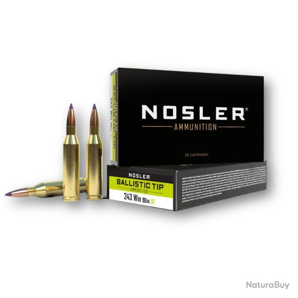 Munitions Nosler .243 Win Ballistic Tip 90gr (5,8g)  - Boite de 20 - Nosler 243 90GR ballisic