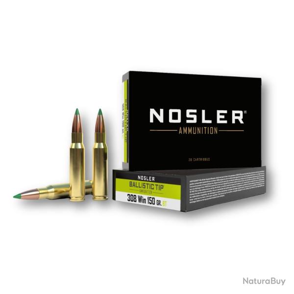 Munitions Nosler .308 Win Ballistic Tip 150Gr 9,7g - Bte de 20 - Nosler 308 BATI 150GR