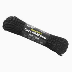 Paracord 550 r&eacute;fl&eacute;chissante 15m Noir
