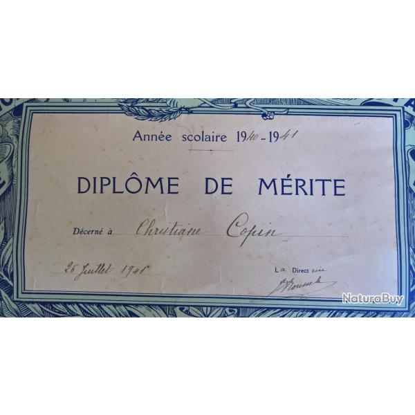 Dipl�me de m�rite 1940-1941 WW2