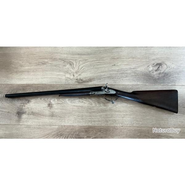 Fusil de chasse � percussion centrale Robert Marrison Norwich, prim� en 1871, calibre 12/65.