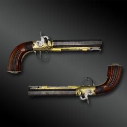PAIRE de PISTOLET &agrave; coffre - Li&egrave;ge, Belgique - XIX&egrave;me si&egrave;cle