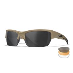 Lunettes balistiques Wiley X WX Valor kit 3 verres interchangeables Coyote Neutre / Fum&eacute; / Light Rus