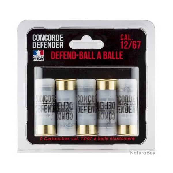 Cartouches CONCORDE DEFENDER d�fend-ball cal.12/67 � balle �lastom�re bior par 5