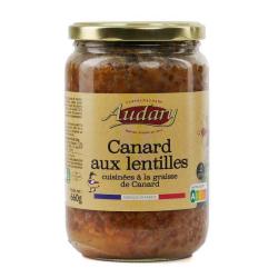Canard aux lentilles cuisin&eacute; &agrave; la graisse de canard - Bo&icirc;te de 660g (2 parts)