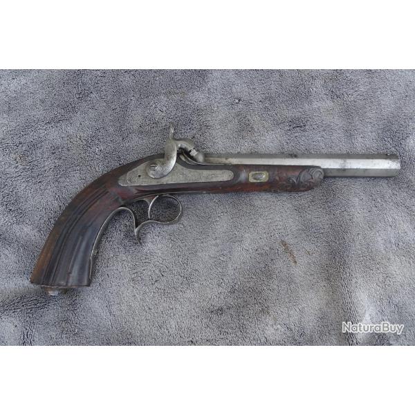 Pistolet de duel bois grav�.
