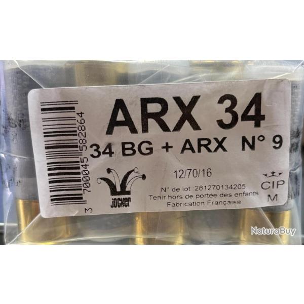 Cartouches JOCKER ARX 34 calibre 12/70 34g Bourre grasse + arx n�9 x25