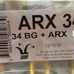 Cartouches JOCKER ARX 34 calibre 12/70 34g Bourre grasse + arx n&deg;8 x25