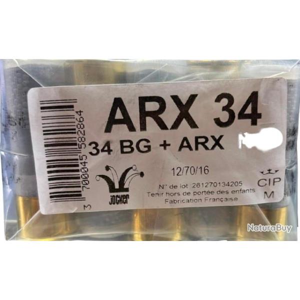 Cartouches JOCKER ARX 34 calibre 12/70 34g Bourre grasse + arx n�8 x25