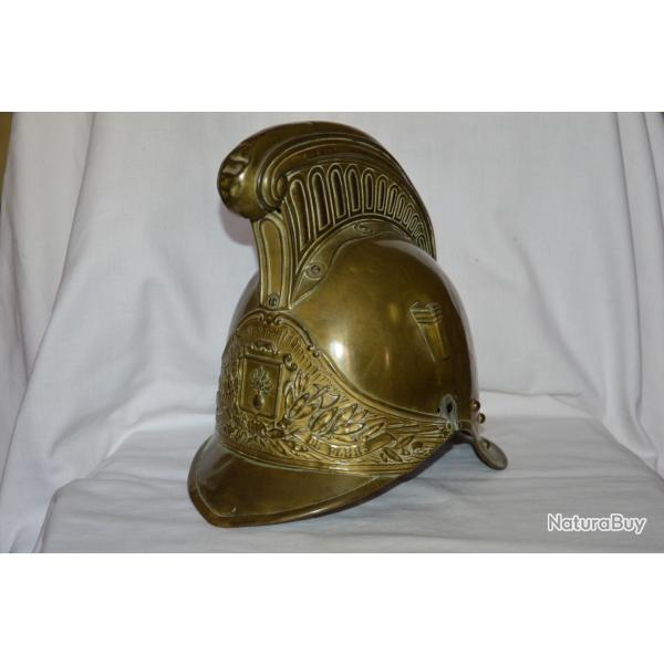 CASQUE OFFICIER DE SAPEUR POMPIER Mle 1855/72-VILLE DE FLERS (ORNE)-BELLE EPOQUE 1870/1900