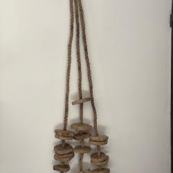 Lot 3 cordages de filet de p&ecirc;che anciens - 18 flotteurs en li&egrave;ge - d&eacute;co marine