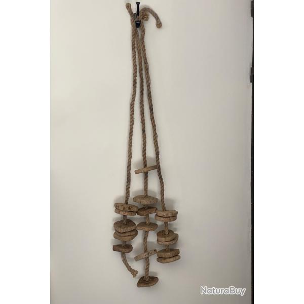 Lot 3 cordages de filet de p�che anciens - 18 flotteurs en li�ge - d�co marine