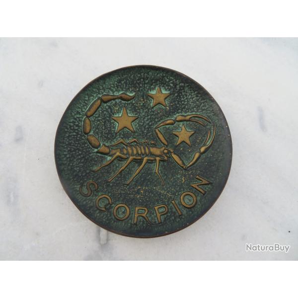 Ancien Vide-Poche/Coupelle en Bronze dor�  � patine verte signe du zodiaque Scorpion (Vers 1930)