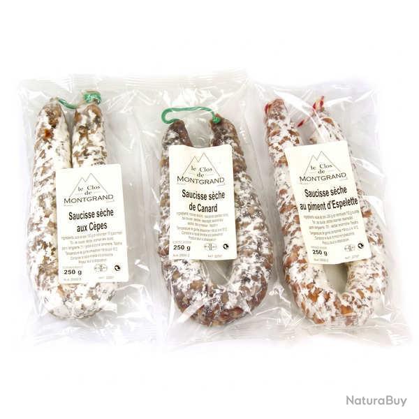 Pack d�couverte 3 saucisses s�ches Le Clos de Montgrand - Le lot complet