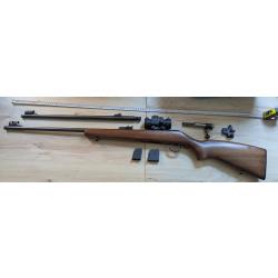 CZ 455 avec 2 canons 22LR et 22MAG, point rouge, et organe de vis&eacute;e ferm&eacute;e